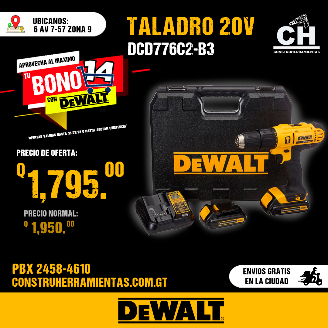 Taladro DCD776CH-B3 Dewalt Guatemala